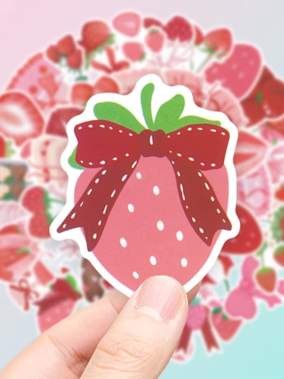 50 Strawberry Coquette Stickers | Kawaii Pink Aesthetic Pack